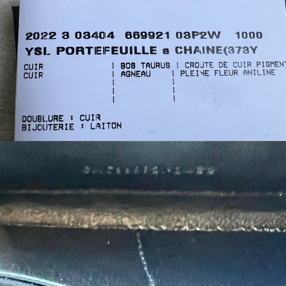 Saint Laurent Smooth Calfskin Monogram Gold Chain Wallet NWT in box - Picture 17 of 17